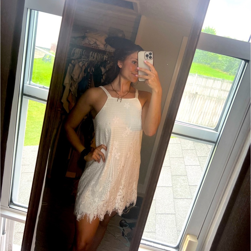 white floral dress